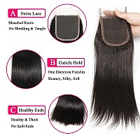 10A Straight Bundles With Closure Human Hair Brazilian Human Hair Bundles With Closure 100 Unprocessed Virgin Straight Hair Wea