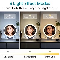 Rechargeable Lighted Magnifying Mirror 10X1X Double Sided Travel Makeup Mirror With 3 Color Lights And Magnification Portable