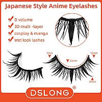 Dslong 10 Pairs Wet Look Manga Lashes 3D Multi Layered Spiky Lashes D Curl Long Eyelashes Strips Fluffy Faux Mink Lashes Extensi