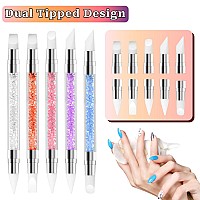 5 Pcs Nail Art Sculpture Pen Dual Tipped Silicone Nail Tools Nail Art Acrylic Pen Silicone Brushes For Resin Nail Art Tools For