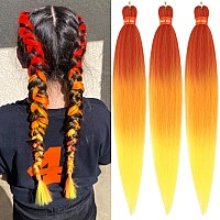 Red Orange Yellow Rainbowcolor Pre Stretched Braiding Hair 30 Inch Kanekalon Box Braid Hair Extensions 3 Packs Yaki Texture Pre