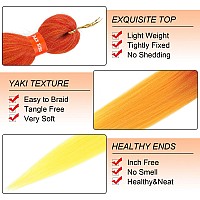 Red Orange Yellow Rainbowcolor Pre Stretched Braiding Hair 30 Inch Kanekalon Box Braid Hair Extensions 3 Packs Yaki Texture Pre