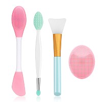 Silicone Face Scrubber 1Pcs Exfoliating Lip Brush 1Pcs Cleansing Brush2Pcs Face Mask Brush Exfoliator Blackhead Skin Care Too