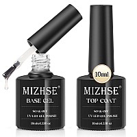 Mizhse Top And Base Gel No Wipe Clear Glossy Gel Base And Top Set Long Lasting Led Nail Lamp Gel For Gel Nail Polish Salon Qua