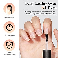 Mizhse Top And Base Gel No Wipe Clear Glossy Gel Base And Top Set Long Lasting Led Nail Lamp Gel For Gel Nail Polish Salon Qua