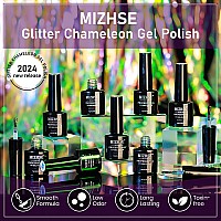 Mizhse Glitter Gel Nail Polish Set 8Pcs Green Pink Red Gold Holographic Chameleon Gel Polish Sequin Glossy Nail Polish Soak Off