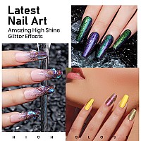 Mizhse Glitter Gel Nail Polish Set 8Pcs Green Pink Red Gold Holographic Chameleon Gel Polish Sequin Glossy Nail Polish Soak Off