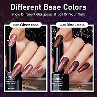 Mizhse Glitter Gel Nail Polish Set 8Pcs Green Pink Red Gold Holographic Chameleon Gel Polish Sequin Glossy Nail Polish Soak Off