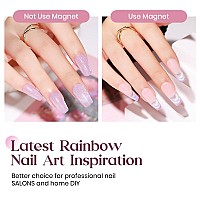 Mizhse Cat Eye Gel Nail Polish Glitter Rainbow Holographic Gel Polish With Magnet Reflective Translucent Uv Gel For Nail Salon