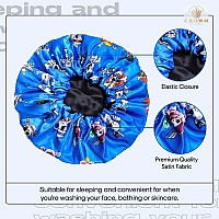 Silky Design Bonnet With Elastic Soft Band Adjustable Women And Men Bonnets For Sleeping Comfortable Satin Fabric Blue Op