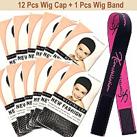 Hair Net For Long Hair Black Wig Cap 12 Pcs Wig Caps For Women Transparent Wig Cap For Lace Front Wig Invisible Sheer Wig Cap Wi