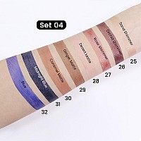 Evpct 8Pcs Cream Eye Shadow Brightener Sticks Set For Eyes Sand Orchid Rose Desert Ginger Caramel Midnight Blue Blue Glitter Sh