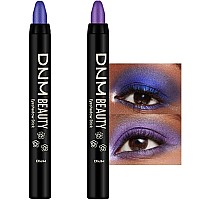 Evpct 2Pcs Cream Eyeshadow Sticks Set For Eyes Waterproof Blue Shimmer Purple Shimmer Matte Eye Shadow Stick Pencil Pen Bulk