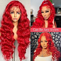 Red Lace Front Wigs Human Hair 13X4 Red Body Wave Lace Front Wigs Human Hair Pre Plucked 180 Density Red Wig Human Hair Red Hd