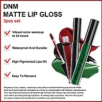 Evpct Dnm 3Pcs Dark Black Emerald Green Red Matte Liquid Lipstick Lip Stain Sets For Women Mattelipstick Long Lasting 24 Hr Hou