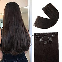 Clip In Hair Extensions Real Human Hair Clip In Hair Extensions Black Women 120G Straight Clip Ins100 Unprocessed Brazilian Hum