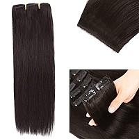 Clip In Hair Extensions Real Human Hair Clip In Hair Extensions Black Women 120G Straight Clip Ins100 Unprocessed Brazilian Hum