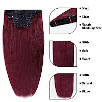 99J Burgundy Clip In Hair Extensions Real Human Hair Clip In Hair Extensions Black Women 120G 100 Human Hair Clip In Hair Exten