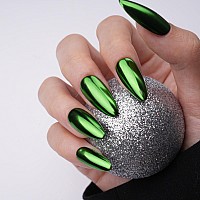 Prettydiva Green Chrome Nail Powder Mirror Chrome Nail Powder Green Chrome Powders For Nails Mirror Effect Metallic Pigment Pow