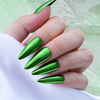 Prettydiva Green Chrome Nail Powder Mirror Chrome Nail Powder Green Chrome Powders For Nails Mirror Effect Metallic Pigment Pow