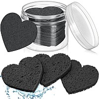 Nuenen 60 Pieces Facial Sponges With Container Heart Shape Compressed Face Sponge Natural Sponge Pads For Washing Face Cleansin