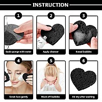 Nuenen 60 Pieces Facial Sponges With Container Heart Shape Compressed Face Sponge Natural Sponge Pads For Washing Face Cleansin