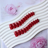 Red Press On Nails Medium Short Square Nails Xcreando Red Fake Nails Glue On Nails Gel Nails Press On Acrylic Nails Glossy False