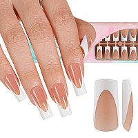 Misssix Deep French Gel Nail Tips 150Pcs French Tip Press On Nails Long Square Brown No Need To File 3 In 1 Tips Prelasting