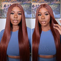 Nadula Bye Bye Knots Glueless Wig 7X5 Hd Lace Invisible Knots Lace Front Wig Human Hair Reddish Brown Yaki Straight Wig Put On A