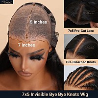 Nadula Bye Bye Knots Glueless Wig 7X5 Hd Lace Invisible Knots Lace Front Wig Human Hair Reddish Brown Kinky Straight Wig Put On