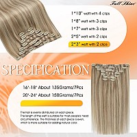 Full Shine Clip In Hair Extensions For Thick Hair Dirty Blonde Highlight Light Blonde Human Hair Clip In Extensions Double Weft