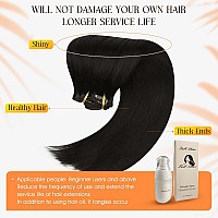 Full Shine Clip On Hair Extensions Human Hair Black Remy Human Hair Clip In Hair Extensions Natural Black Clip In Hair Extension