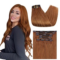 Full Shine Copper Clip In Hair Extensions Real Human Hair 22 Inch 7Pcs Thicker Hair Extensions Clip In Human Hair Red Hair Exten