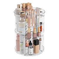 360 Rotating Makeup Organizer With Partition Slots 8 Adjustable Layers Spinning Skincare Organizers Large Capacity Makeup Desk