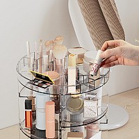 360 Rotating Makeup Organizer With Partition Slots 8 Adjustable Layers Spinning Skincare Organizers Large Capacity Makeup Desk