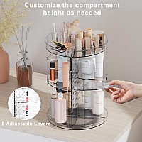 360 Rotating Makeup Organizer With Partition Slots 8 Adjustable Layers Spinning Skincare Organizers Large Capacity Makeup Desk