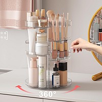 360 Rotating Makeup Organizer With Partition Slots 8 Adjustable Layers Spinning Skincare Organizers Large Capacity Makeup Desk