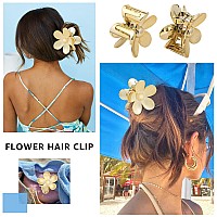 Awaytr Hair Clip 4Pcs Matte Small Flower Claw Clips Nonslip Strong Hold For Women And Girls White Silver 3 Inch Plastic