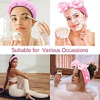 Chanaco Spa Headband 6Pcs Pink Pink Dot Color Microfiber Hairband For Women Girls Skincare Headband With Bow Washing