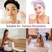 Chanaco Spa Wrist Bands For Washing Face Makeup Skincare 6Pcs Sponge Hair Accessories With Purple Bow Tie For Women Girls Gif