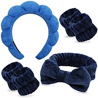 Chanaco Spa Makeup And Skincare Accessories 6Pcs Face Wash Headbands Wrist Bands And Hair Bands For Women And Girls Dark B