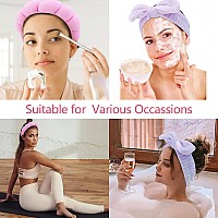 Chanaco Hairband 6Pcs Pink Purple Sponge Spa Headband And Wrist Bands For Women Girls Multipurpose For Washing Face Makeu