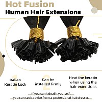 Ugeat K Tip Hair Extensions Real Human Hair Dark Brown Keratin Bond Hair Extensions U Tip Hair Extensions Real Human Hair 14 Inc