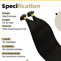 Ugeat K Tip Hair Extensions Real Human Hair Dark Brown Keratin Bond Hair Extensions U Tip Hair Extensions Real Human Hair 14 Inc