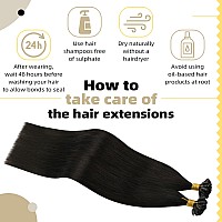 Ugeat K Tip Hair Extensions Real Human Hair Dark Brown Keratin Bond Hair Extensions U Tip Hair Extensions Real Human Hair 14 Inc