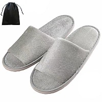 Khckhf Spa Slippers 5Pairs Velvet Open Toe Slippers With Travel Bags House Slippers Unisex For Guest Women Men House Indoor Bat