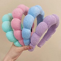 Aoenjie Spa Headbands For Washing Face Or Makeup Sponge Bubble Skincare Headbands Puffy Terry Cloth Hairband For Women Skin C