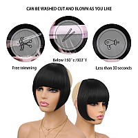 Gt Wig Clip In Bangs For Black Women Silky Straight Bangs Hair Extensions Clip On Bangs With Temple Thick Bangs Fringe Hairpiec