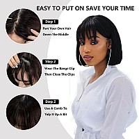 Gt Wig Clip In Bangs For Black Women Silky Straight Bangs Hair Extensions Clip On Bangs With Temple Thick Bangs Fringe Hairpiec