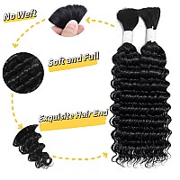 Deep Wave Bulk Human Hair Braiding Hair 100 Percent Human Hair Unprocessed Brazilian Virgin Hair For Human Hair Extensions 2 Bra